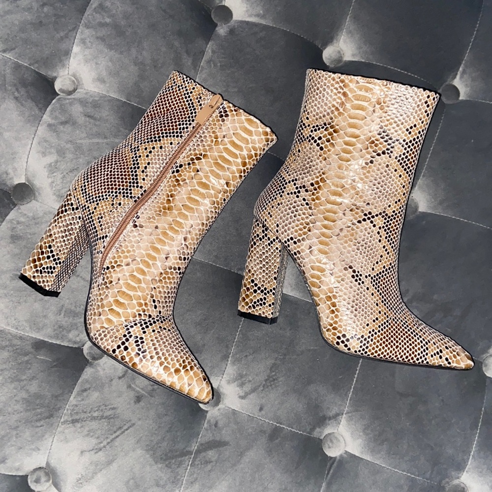 Snakeskin booties